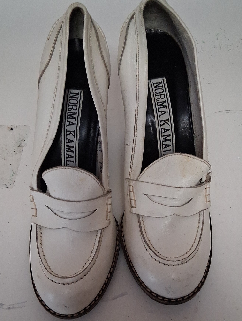 Norma Kamali Women’s White Leather Loafers